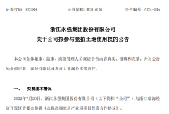 浙江永強(qiáng)斥資8000萬元拍地