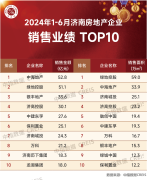 1-6月濟南房企TOP10銷售金額