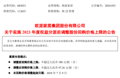 歐派家居發放2023年度公司