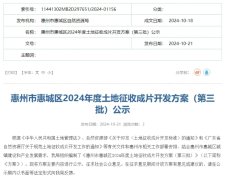 惠州惠城區(qū)2024年度土地征