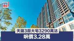天瀧3房大宅3290萬沽 呎價